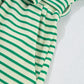 Green Stripe Textured Short Sleeve Collared Buttoned Waist Tie Romper