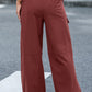 Mineral Red Solid Colour Drawstring Waist Wide Leg Cargo Pants