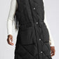 Black Longline Quilted Stand Collar Puffer Vest