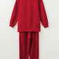 Racing Red Solid Color High Low Pullover and Skinny Pants Set