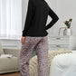 Long Sleeve Top and Leopard Print Trousers Lounge Set