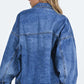 Blue Chest Pockets Drop Shoulder Loose Denim Jacket