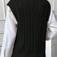 Black Cable Knit High Neck Sweater Vest