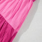 Pink Crinkled Colorblock Patchwork Flutter Tiered Mini Dress