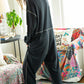 Black Flatlock Seam Detail V Neck Baggy Jumpsuit