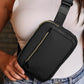 Black Minimalist Multi-zipped Crossbody Bag