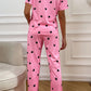 Pink Valentines Heart Print Tee and Trousers Lounge Set