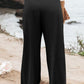 Black Shirred High Waist Plus Size Wide Leg Pants