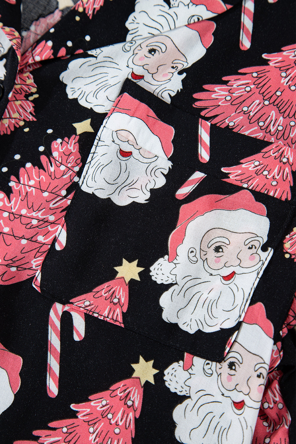 Black Christmas Santa Printed Two Piece Pyjamass Set