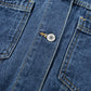 Dark Blue Washed Oversize Pocketed Denim Jacket