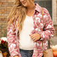 Pink Plus Size Aztec Print Chest Pocket Shacket