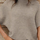 Medium Grey High Neck Short Bat Sleeve Sweater