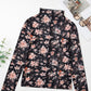 Black Floral Mesh Mock Neck Long Sleeve Slim Fit Top