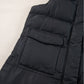 Black Windproof Longline Full Zipper Puffer Gilet with Pockets