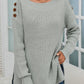 Gray Buttoned Drop Shoulder Oversized Sweater