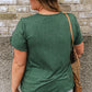 Blackish Green Plus Size Embroidery V Neck Draped Sleeve Blouse