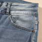 Dusk Blue Vintage Light Wash Ripped Raw Edge Flare Jeans