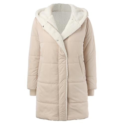 Winter Coat Sherpa Lined Hooded Thick Winter Padded Puffer Coat