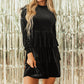 Evergreen Velvet High Neck Tiered Ruffle Mini Dress