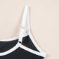 Black Contrast Trim Two Tone Belted One Piece Swimsuit