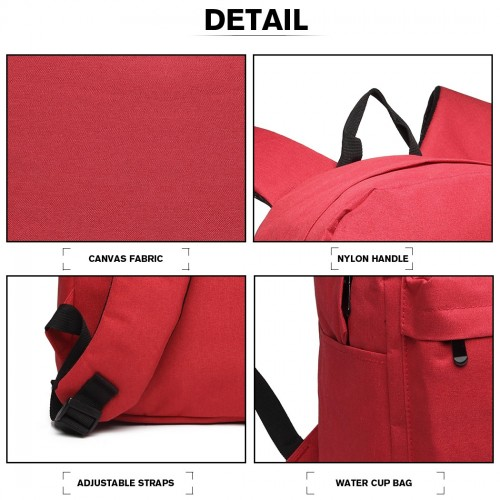 E1930 - Kono Durable Polyester Everyday Backpack With Sleek Design - Red