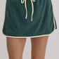 Evergreen Color Contrast Loose Pullover and Lace-up Waist Skort Set