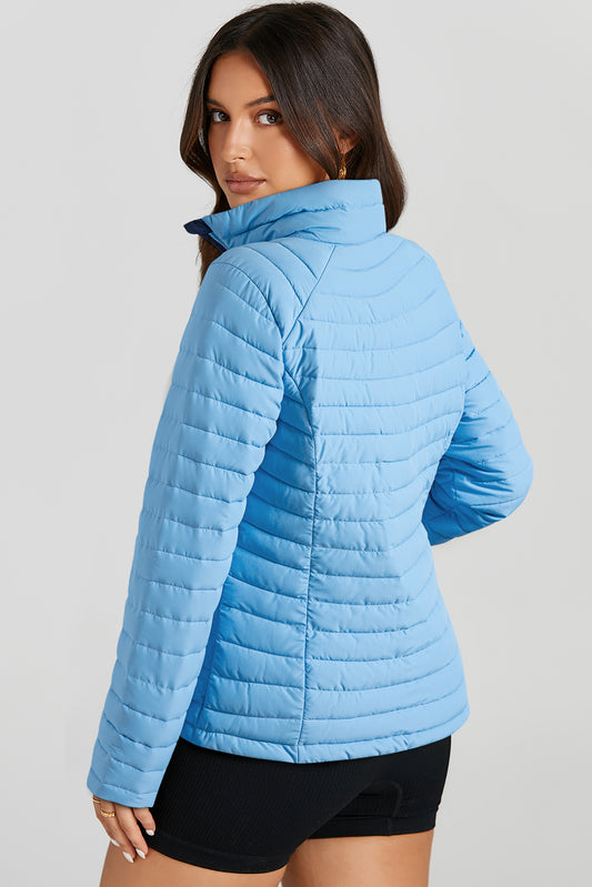 Myosotis Solid Colour Quilted Zip-up Puffer Jacket