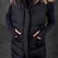 Black Windproof Longline Full Zipper Puffer Gilet with Pockets