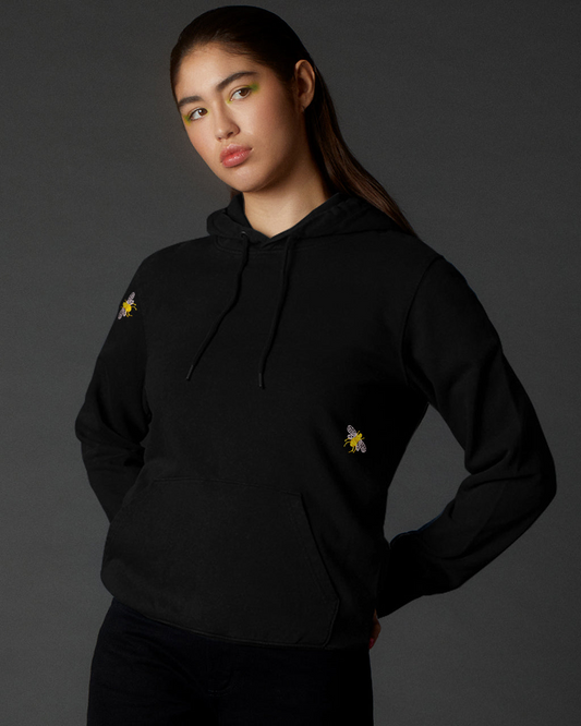 Bee Embroidered Hoodie Black