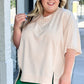 Beige Pearl Decor Crew Neck Half Sleeve Plus Size T Shirt