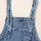 Stone Blue Distressed Bib Pocket Wide Leg Denim Overall