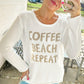 White COFFEE BEACH REPEAT Graphic Sweater