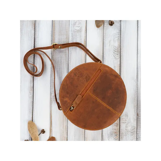 Round Leather Handbag