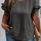 Dark Grey Ruffled Short Sleeve Plus Size Top