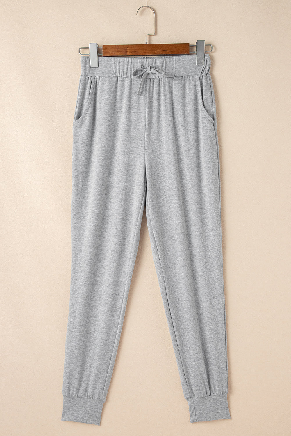 Light Grey Split Long Cardigan and Skinny Trousers Lounge Set