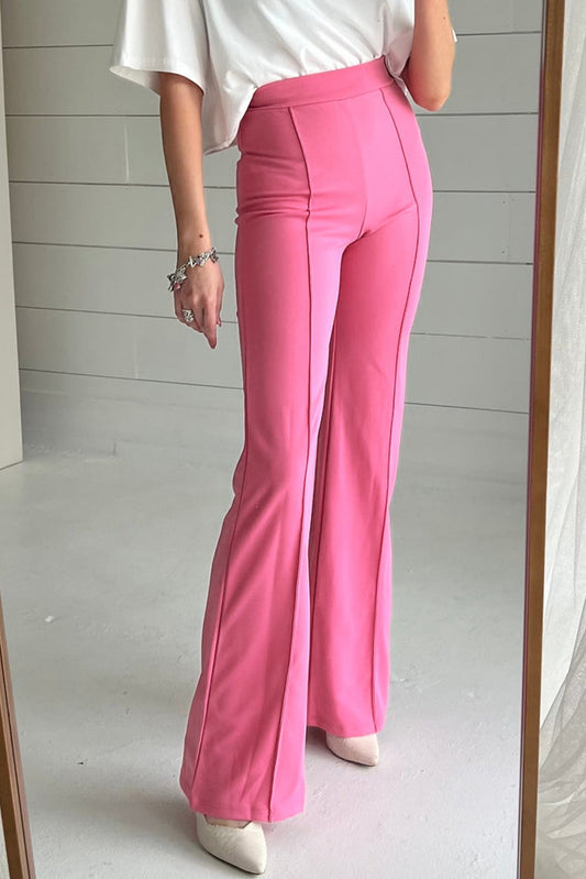 Sachet Pink High Waist Central Seam Flared Trousers