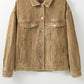 Apricot Studded Buttoned Chest Pockets Corduroy Jacket