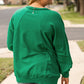 Bright Green Exposed Seam Notched Neck Drop Shoulder Plus Sweatshirt