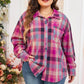 Rose Stripe Plus Size Checkered Print Button up Shirt