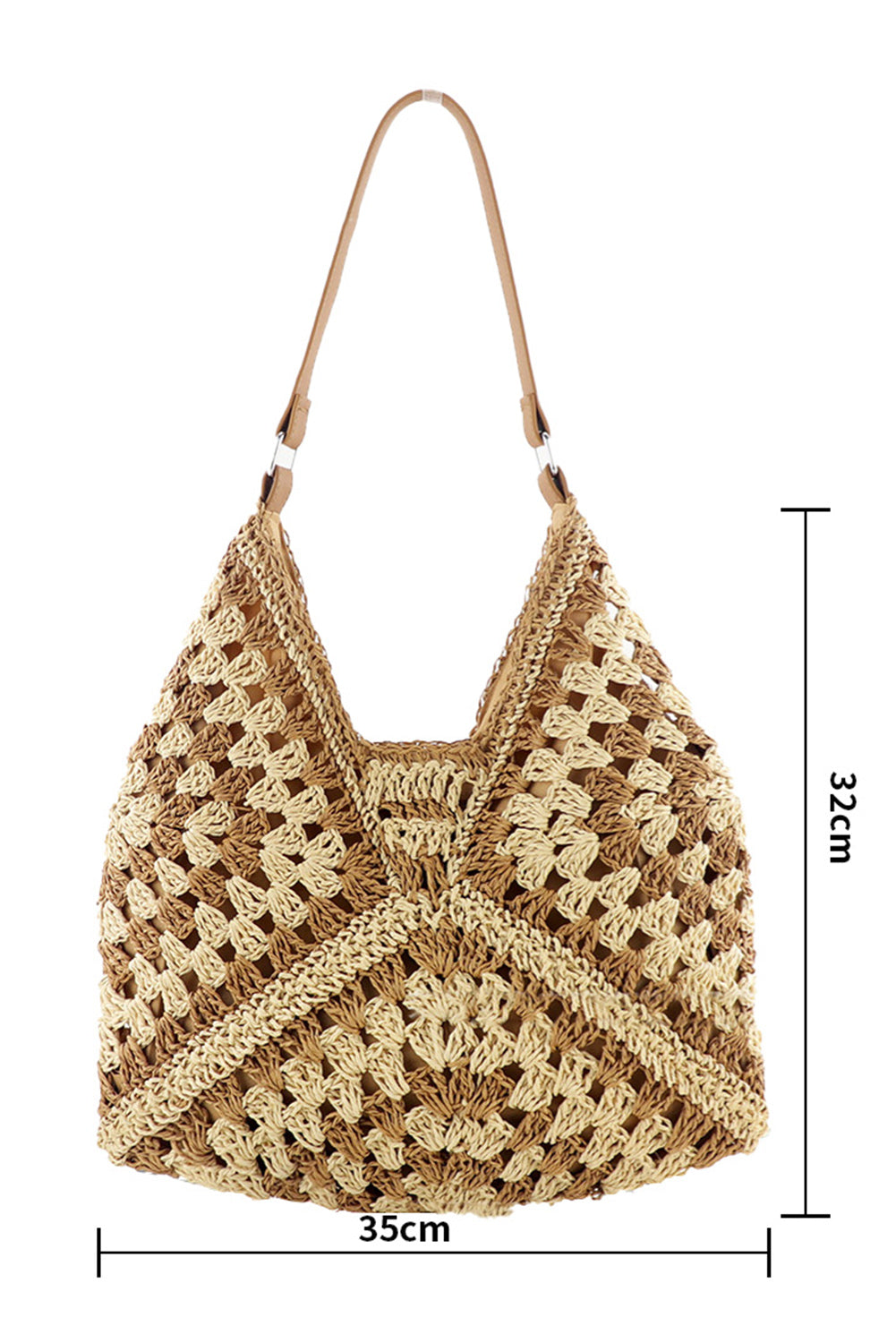 Khaki Stripe Bohemian Fashion Straw Woven Single Shoulder Bag