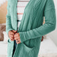 Coffee  Solid Textured Open Front Cardigan with Pocket