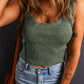 Mist Green U Neck Scallop Trim Sweater Vest