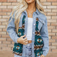 Blue Aztec Printed Denim Jacket