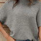 Medium Grey High Neck Short Bat Sleeve Sweater