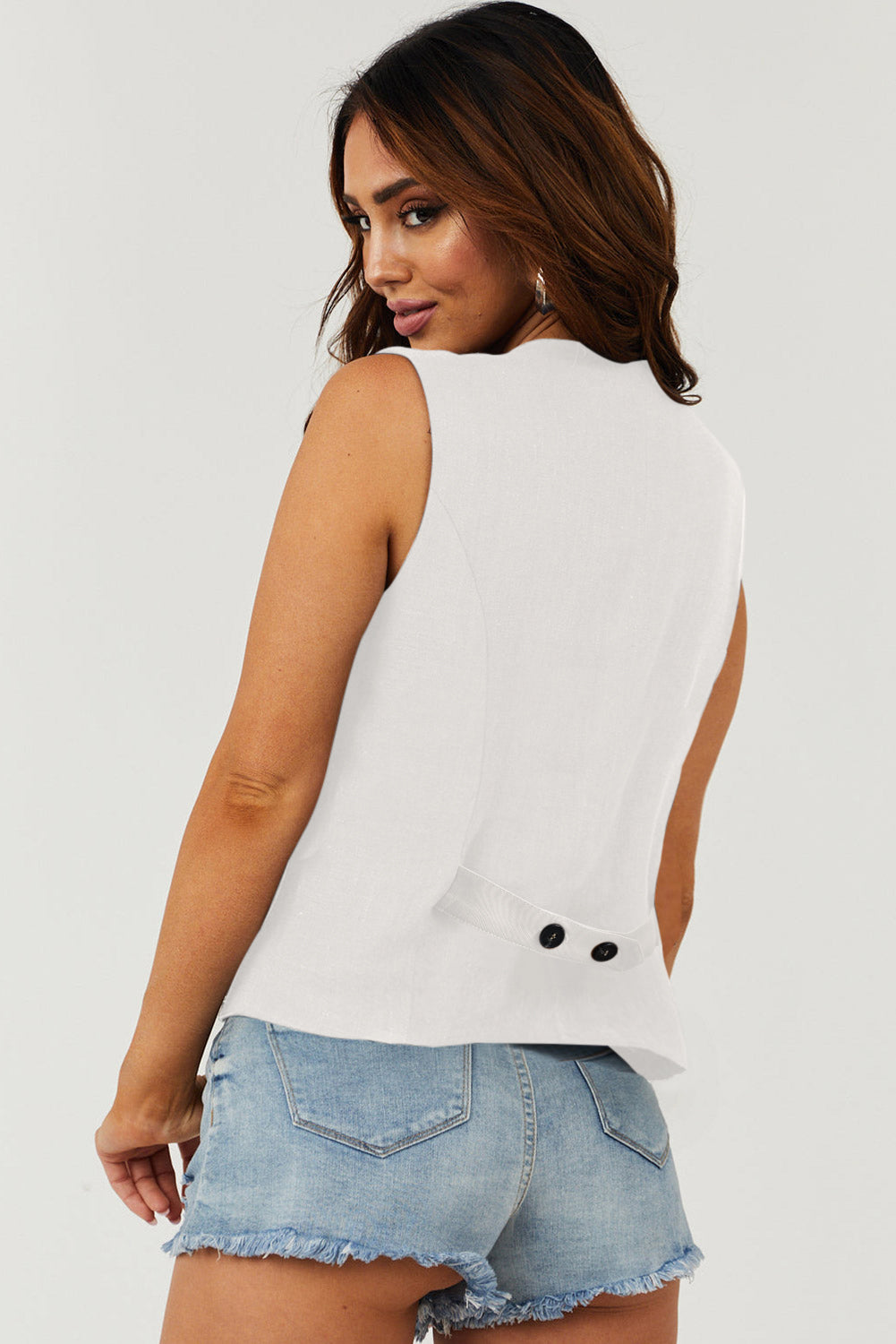 White Solid Colour Button up Waistcoat