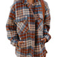 Cinnamon Plaid Print Chest Pockets Turn Down Collar Shacket