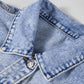 Beau Blue Vintage Washed Flap Pockets Denim Jacket