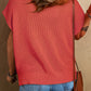 Flamingo Solid Textured Knitted Notch V Neck Sweater T Shirt