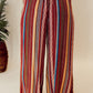 Red Boho Ethnic Striped Print Tie Waist Wide Leg Pants