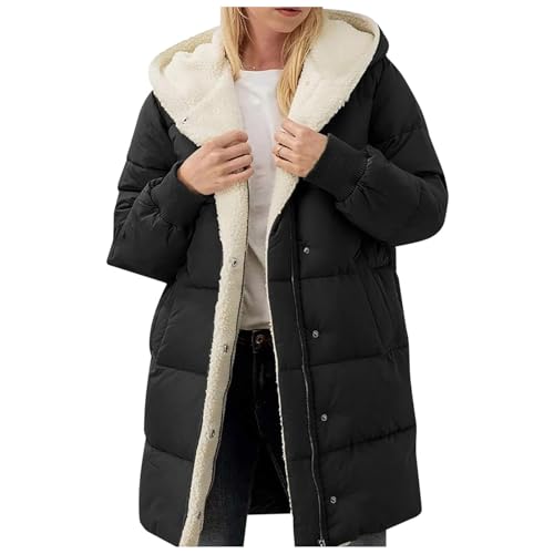 Winter Coat Sherpa Lined Hooded Thick Winter Padded Puffer Coat